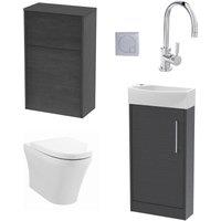 Balterley Cloakroom Suite Right Hand Vanity WC Toilet Tap Set 440mm - Graphite in Grey