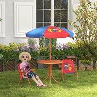 OUTSUNNY Children Table & Chair Set Outdoor Garden Furniture Set w/ Cowboy Theme
