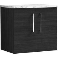 Balterley Level 600mm Wall Hung 2 Door Unit & Laminate Worktop - Charcoal Black