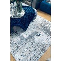 Kukoon Silver Blue Grey Modern Abstract Distressed Area Rug Living Room Dcor in Baby Blue | Size: 160 cm x 230 cm