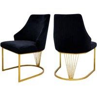 HOME LUXE INTERIOR Set of 2 Lasco Black & Gold Velvet Dining Chairs with Metal Legs