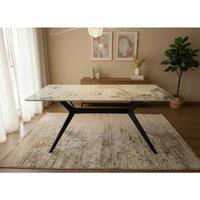 Outdoor Living San Diego Marble Top Rectangular Dining Table in Natural White