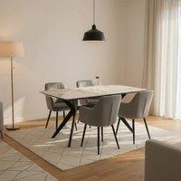 Outdoor Living San Diego Marble Top Dining Table with Charlotte Velvet Chairs - Grey