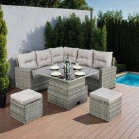 Home Garden Direct St. Tropez - Garden Corner Sofa with Rising Table - Grey Rattan Furniture Set