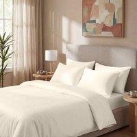 Bedable 100% Cotton Duvet Cover Set Sateen 460 Thread Count - King Size Pillowcase 50x90cm - Soft Bedding in Cream | Size: Single