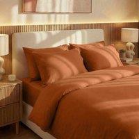 Bedable 100% Cotton Duvet Cover Set Sateen 460 Thread Count - King Size Pillowcase 50x90cm - Soft Bedding in Terracotta | Size: Single