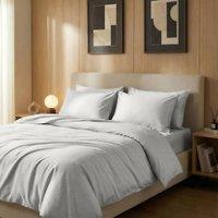 Bedable 100% Cotton Duvet Cover Set Sateen 460 Thread Count - Soft Bedding in Grey | Size: Super King