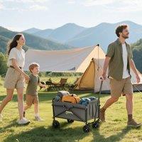 OUTSUNNY 62L Festival Trolley, 60kg Heavy Duty Folding Trolley Cart, Grey