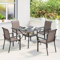 OUTSUNNY 5 Pieces Outdoor Dining Set for 4, Patio Furniture Set in Grey