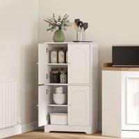 HOMCOM 110cm Kitchen Cupboard with 4 Arched Doors & 2 Adjustable Shelves in White