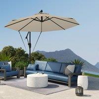 OUTSUNNY 3(m) Cantilever Banana Parasol with Cover Wind Strap UPF50+Khaki in Khaki