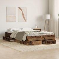 Berkfield Home Bed Frame with Drawers Old Wood 120x200 cm Engineered Wood in Brown