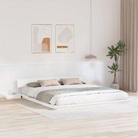 Berkfield Home Floor Bed Frame with Bedside Tables White 200x200cm Solid Wood | Size: 200x200 cm