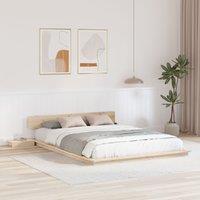 Berkfield Home Floor Bed Frame with Bedside Tables 140x200cm Solid Wood | Size: 140x200 cm