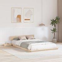 Berkfield Home Floor Bed Frame with Side Tables 135x190cm Solid Wood | Size: 135x190 cm