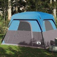 Berkfield Home Camping Tent Cabin 4-Person Blue Waterproof