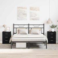 Berkfield Home Bedside Cabinets 2 pcs Black Oak 38x35x55 cm Engineered Wood | Size: 38 x 35 x 55 cm