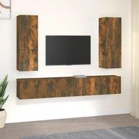 Berkfield Home 5 Piece TV Cabinet Set Smoked Oak Engineered Wood in Brown