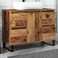 Berkfield Home Bathroom Sink Cabinet Old Wood 80x33x60 cm Engineered Wood in Brown | Size: 80 x 33 x 60 cm
