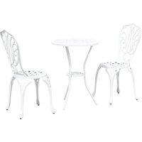 Berkfield Home 3-Piece Garden Bistro Set - White Cast Aluminum