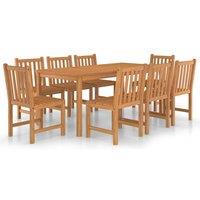 Berkfield Home 9 Piece Garden Dining Set Solid Teak Wood in Brown