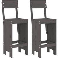 Berkfield Home Bar Stools 2 pcs Grey 40x48.5x115.5 cm Solid Wood Pine