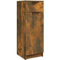 Berkfield Home Bathroom Cabinet Smoked Oak 32x34x90 cm Engineered Wood in Brown | Size: 32 x 34 x 90 cm