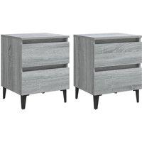 Berkfield Home Bed Cabinets with Metal Legs 2 pcs Grey Sonoma 40x35x50 cm | Size: 40 x 35 x 50 cm