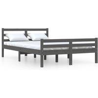 Berkfield Home Bed Frame Grey Solid Wood 140x190 cm