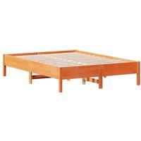 Berkfield Home Bed Frame without Mattress Wax Brown 135x190 cm Double Solid Wood Pine