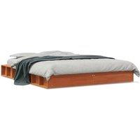 Berkfield Home Bed Frame Frame Wax Brown 150x200 cm King Size Solid Wood Pine