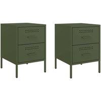 Berkfield Home Bedside Cabinets 2 pcs Olive Green 36x39x50.5 cm Steel
