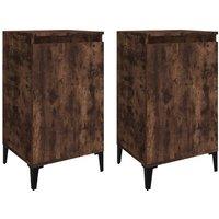 Berkfield Home Bedside Cabinets 2 pcs Smoked Oak 40x35x70 cm Engineered Wood in Brown | Size: 40 x 35 x 70 cm