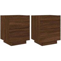 Berkfield Home Bedside Cabinets with LED Lights 2 pcs Brown Oak Engineered Wood