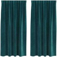 Berkfield Home Blackout Curtains with Top Tape 2 pcs Dark Green Velvet