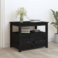 Berkfield Home Coffee Table Black 71x49x55 cm Solid Wood Pine | Size: 71 x 49 x 55 cm