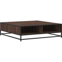 Berkfield Home Coffee Table Brown Oak 100x100x30 cm Engineered Wood & Metal | Size: 100 x 100 x 30 cm