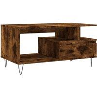 Berkfield Home Coffee Table Smoked Oak 90x49x45 cm Engineered Wood in Brown | Size: 90 x 49 x 45 cm