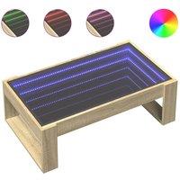 Berkfield Home Coffee Table with Infinity LED Sonoma Oak 90x53x30 cm in Brown | Size: 90 x 53 x 30 cm
