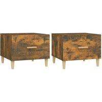 Berkfield Home Coffee Tables 2 pcs Smoked Oak 50x50x40 cm Engineered Wood in Brown | Size: 50 x 50 x 40 cm