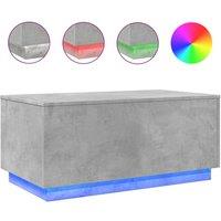 Berkfield Home Coffee Table with LED Lights Concrete Grey 90x50x40 cm | Size: 90 x 50 x 40 cm