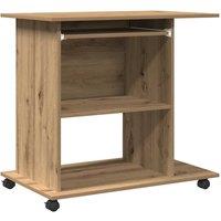 Berkfield Home Computer Desk Artisan Oak 80x50x75 cm Engineered Wood in Brown | Size: 80 x 50 x 75 cm