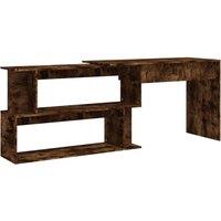Berkfield Home Corner Desk Smoked Oak 200x50x76 cm Engineered Wood in Brown | Size: 200 x 50 x 76 cm