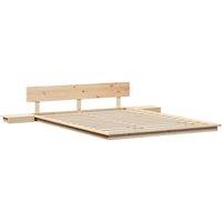 Berkfield Home Floor Bed Frame with Bedside Tables 150x200cm Solid Wood | Size: 150x200 cm