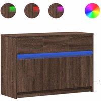 Berkfield Home TV Cabinet with LED Brown Oak 91x34x61 cm Engineered Wood | Size: 91 x 34 x 61 cm