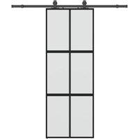 Berkfield Home Sliding Door with Hardware Set Black 76x205 cm Tempered Glass