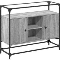 Berkfield Home Sideboard with Glass Top Grey Sonoma 98x35x81 cm Engineered Wood | Size: 98 x 35 x 81 cm