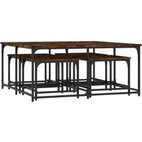 Berkfield Home Nesting Coffee Tables 5 pcs Smoked Oak Engineered Wood in Brown