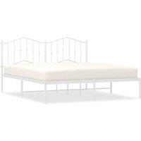 Berkfield Home Metal Bed Frame with Headboard White 160x200 cm