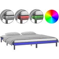 Berkfield Home LED Bed Frame Grey 120x190 cm Small Double Solid Wood
